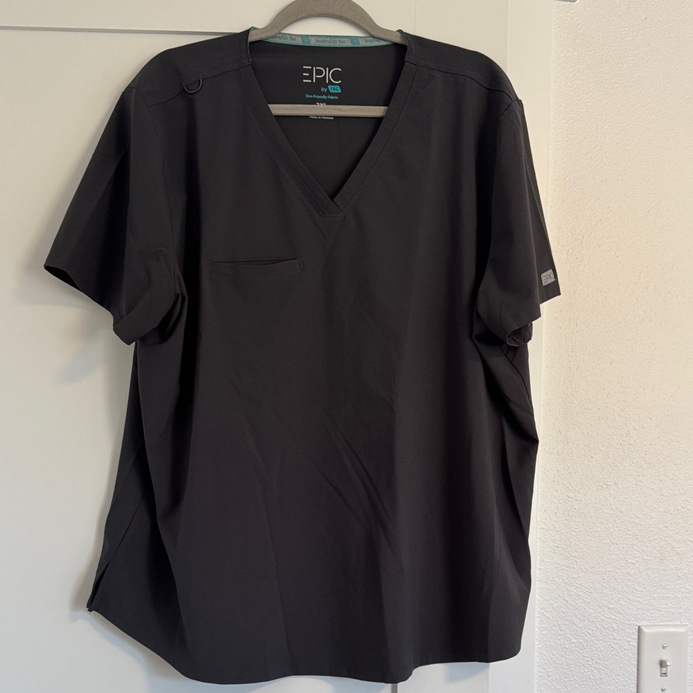 Grey Women's Short Sleeve Scrub Top